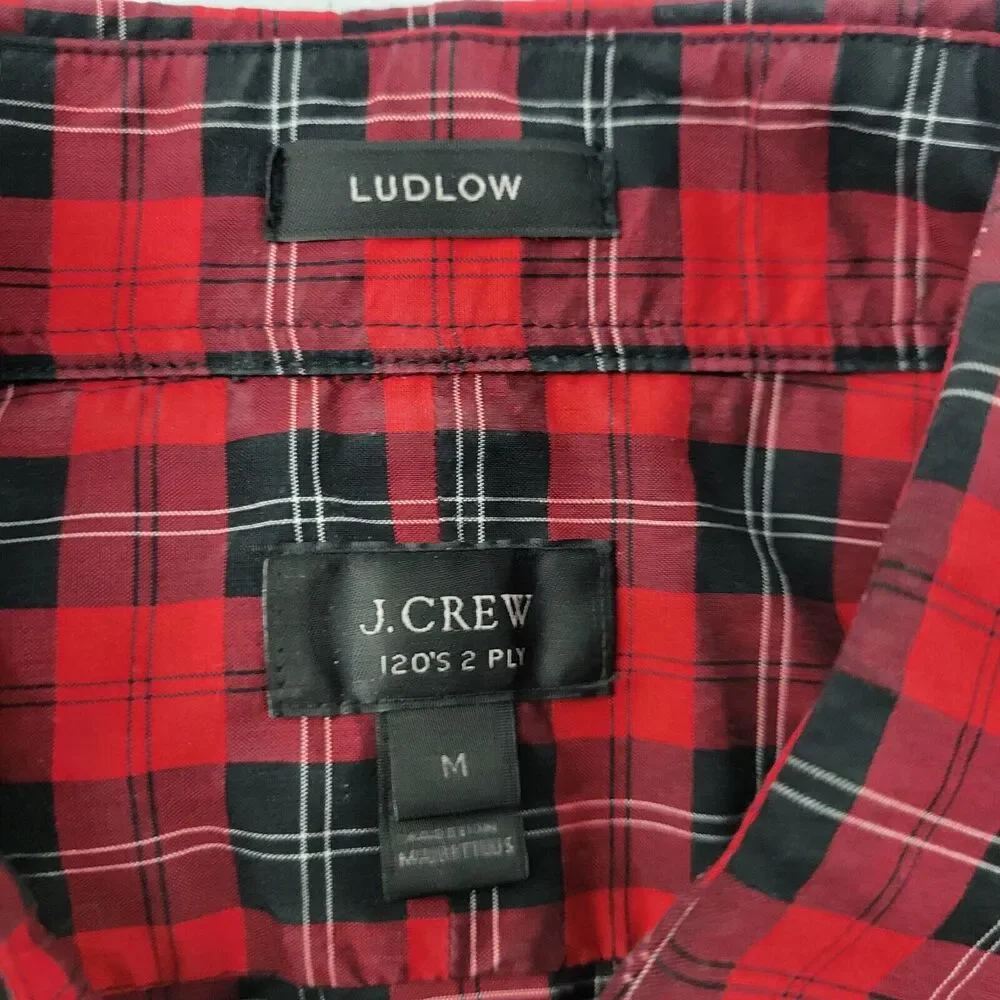 J.Crew Ludlow 120's 2 play dress shirt‎ button down men red plaid M 2330